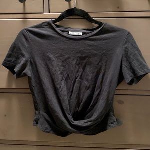 NWOT Black Zara Twist Front Crop Tee